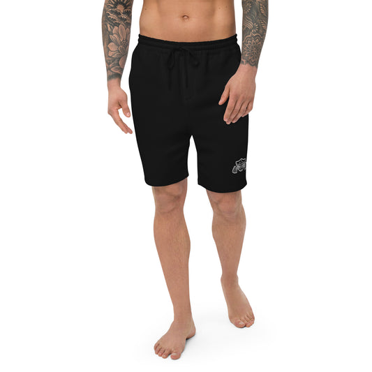 Fleece Jogger Shorts With White Embroidered Logo