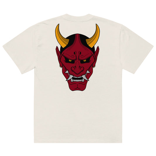 Oversized Tee With Oni Mask Print