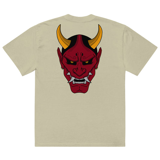 Oversized Tee With Oni Mask Print