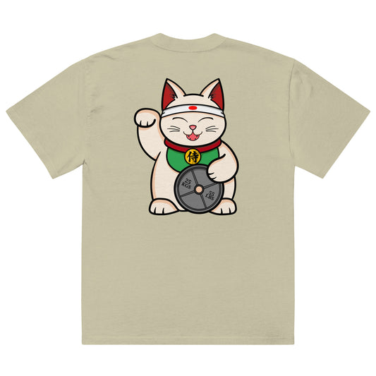 Oversized Tee With Weightlifting Kitty Print