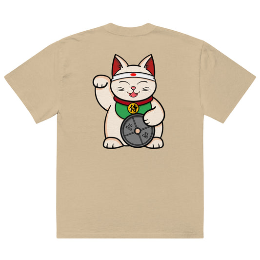 Oversized Tee With Weightlifting Kitty Print