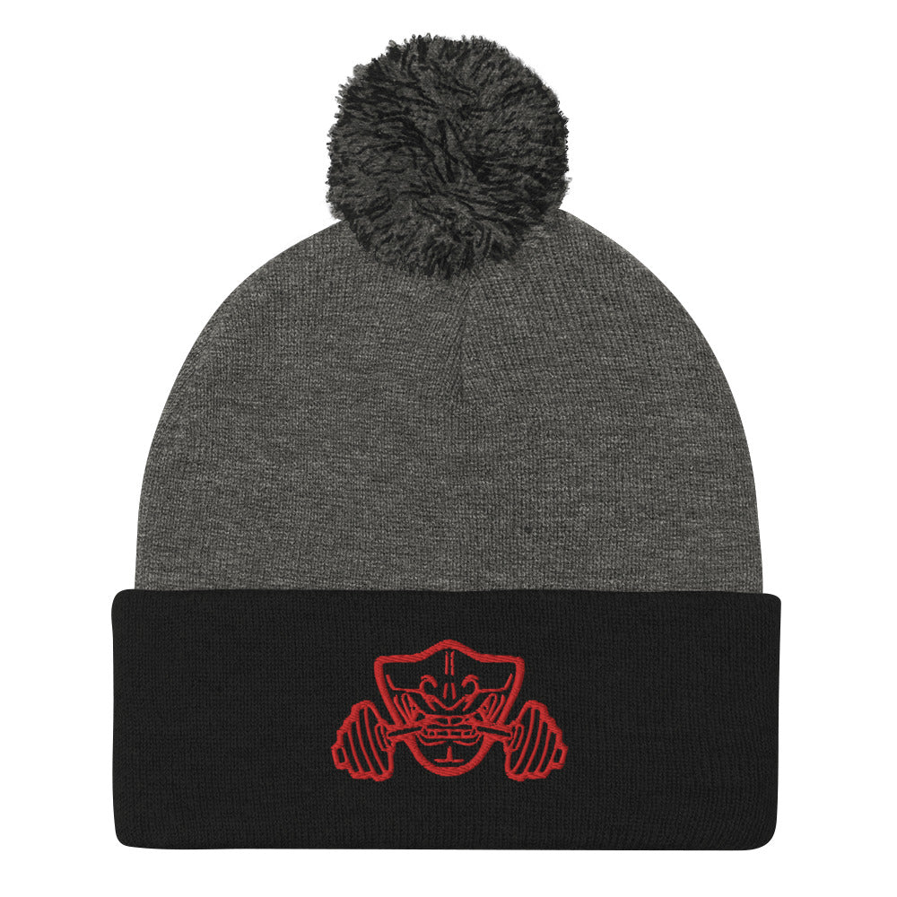 Pom-Pom Beanie with Embroidered Bushido Logo