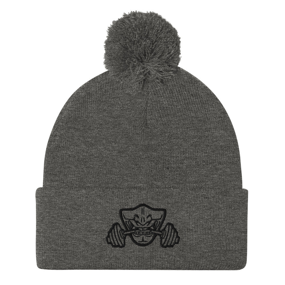 Pom Pom Beanie With Embroidered Bushido Logo