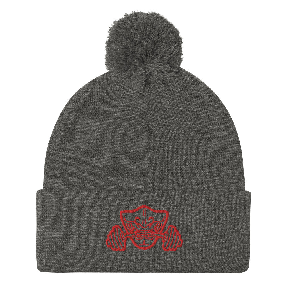 Pom-Pom Beanie with Embroidered Bushido Logo