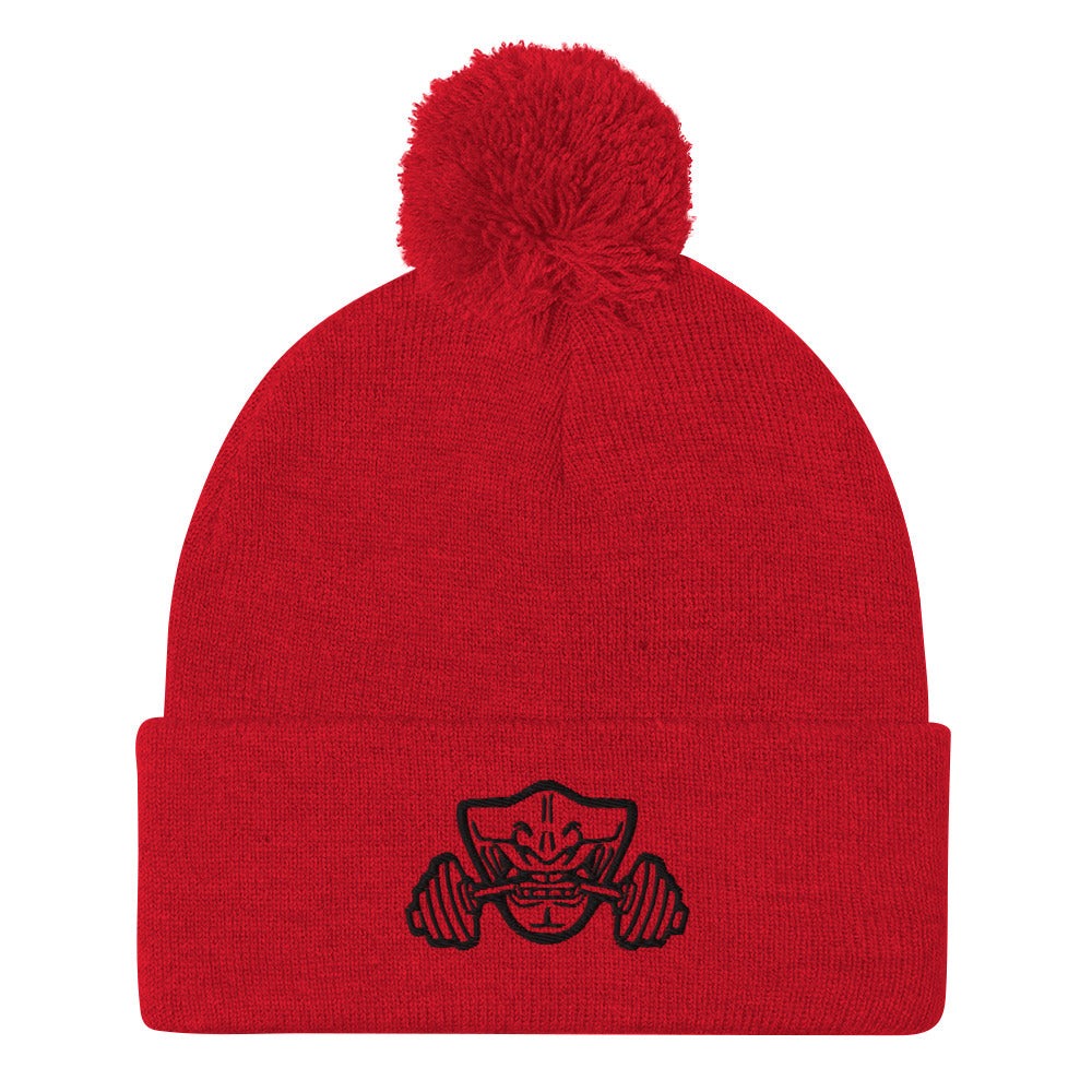 Pom-Pom Beanie with Embroidered Bushido Logo